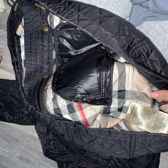 Burberry London Finsbridge Black Belted Quilted Jacket Size Medium - Picture 4 of 8